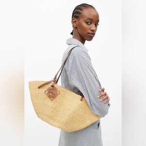 Loewe Small Shell Tote with Brown Leather Trim and Anagram Charm